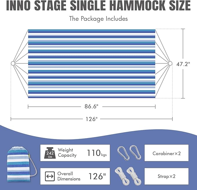 Brazilian Hammock with Tree Straps - Cotton Hammocks Portable Hammock with Carry Bag for Backyard, Porch, Outdoor and Indoor Use