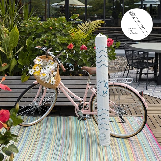 Fab Habitat Ombre Outdoor Rug - Waterproof, Fade Resistant, Crease-Free - Premium Recycled Plastic - Striped - Patio, Porch, Deck, Balcony - Big Sur - Green - 8 x 10 ft