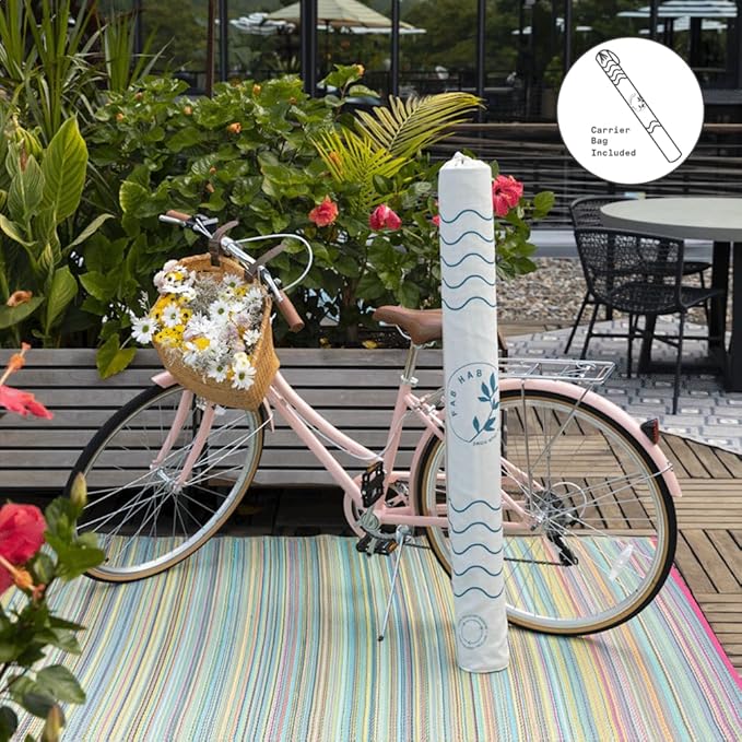 Fab Habitat Ombre Outdoor Rug - Waterproof, Fade Resistant, Crease-Free - Premium Recycled Plastic - Striped - Patio, Porch, Deck, Balcony - Big Sur - Green - 6 x 9 ft