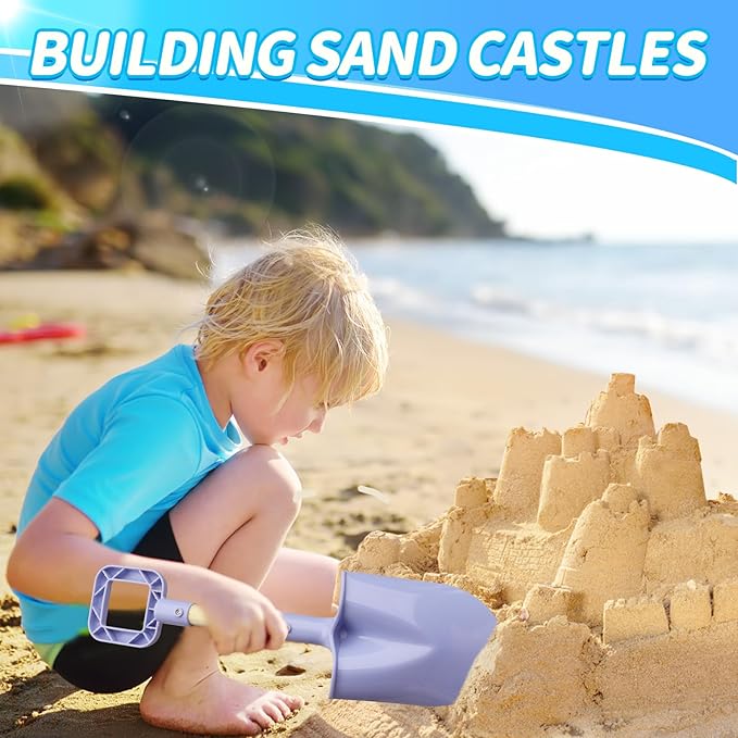 16" Wood Beach Sand Shovel Toys for Kids Adults, Heavy Duty Beach Toys Shovels for Sandbox Table, Sand Toy Shovel for Shoveling, Digging, Garden Fun