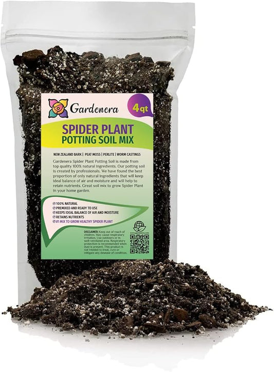 GARDENERA Premium Spider Plant Potting Soil Mix - (4 Quart Bag)