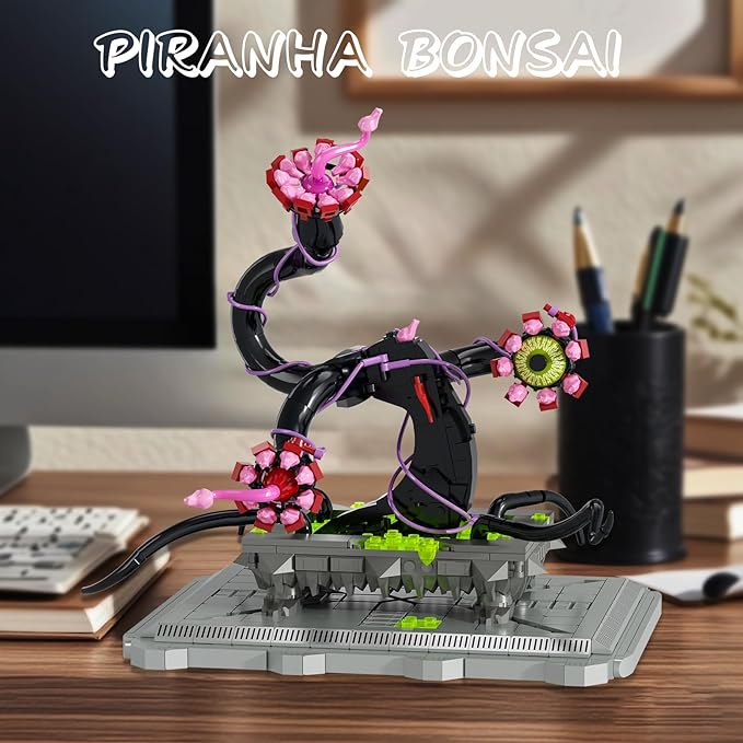 Botanicals Piranha Plant Bonsai Building Set, Horrors Flower Cannibal with Evil Eyes Toothy Petal, Collectible Evil Eye Decor, Halloween Birthday Gifts for Adult, Kids 6+(660 PCS)