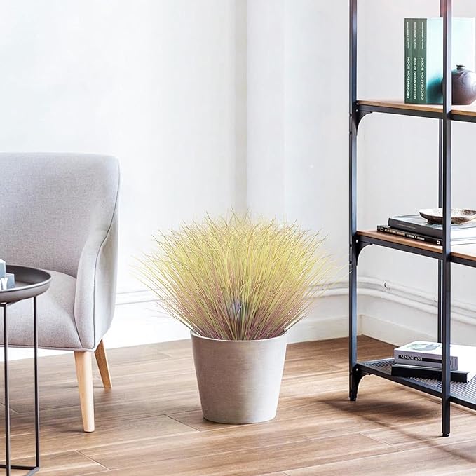 20 Bundles Fake Grass Plants Artificial Plants Outdoor Faux Plants Tall Shrubs Wheat Grass Greenery Stems UV Resistant Onion Grss for Outside Planters Indoor Room Vase Home Decor (Light Purple)