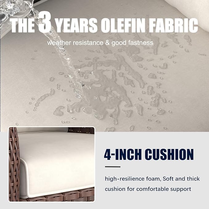 LayinSun 9 Pieces Outdoor Patio Furniture Set, Rattan Wicker Sectional Swivel Rocker Chairs Sets