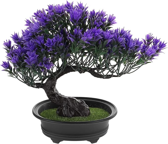 Hemoton House Plants Artificial Artificial Pine Tree Christmas Party Decoration Bonsai Home Décor Fake Plants for Wall Farmhouse Room Décor 12.59x9.44 Perple Pots Indoor