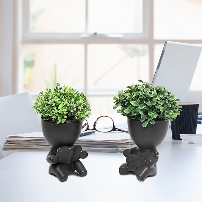 Zerzsy Desk Decorations for Women Office Small Office Desk Decor - Decorative Plants - Bathroom Shelf Decor Accent Women Cute Cubicle Accessories - Set of 2