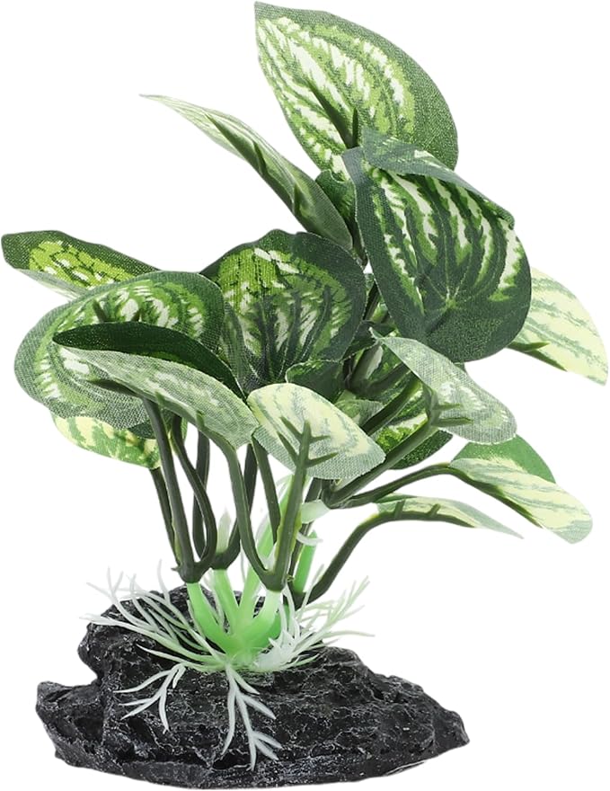 Aquarium Plastic Plants, Silk Aquarium Plants, Silk Plants for Betta Fish Tank, Plastic Plant Decor for Aquarium, Green, Pointed Leaves, 4.33" Tall