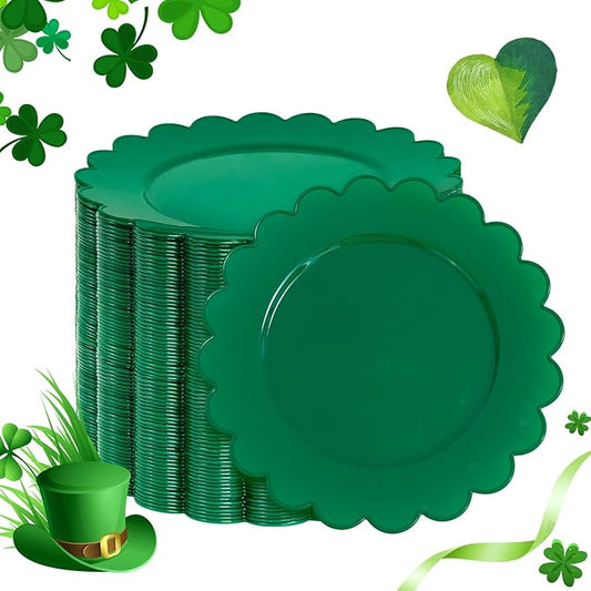 SUT 72Pcs 7.5" Green Plastic Plates - Heavy Duty Disposable Tableware for Weddings, Parties, Events | Eco-Friendly Dessert & Appetizer Serving, Fancy Disposable Plates (72 Count)