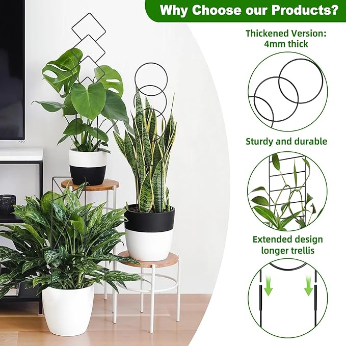 Outdoor Plant Trellis for Climbing Plants, Metal Garden Trellis for Potted Plants,Plant Stakes for Indoor Plants Accessories Hoya,Flower,Plant Support,Plant Gifts (4PCS)