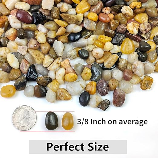 2LB Succulent and Cactus Gravel Pebbles, 3/8 Inch Decorative Polished Stones, River Rocks for Plants, Vases, Aquariums, Terrarium and Outdoor Gardening, Natural