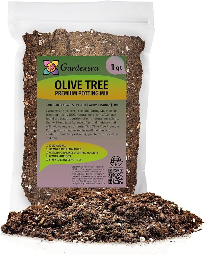 Gardenera Premium Olive Tree Potting Mix - Perfect Balance of Air, Moisture, and Nutrients - 1 Quart