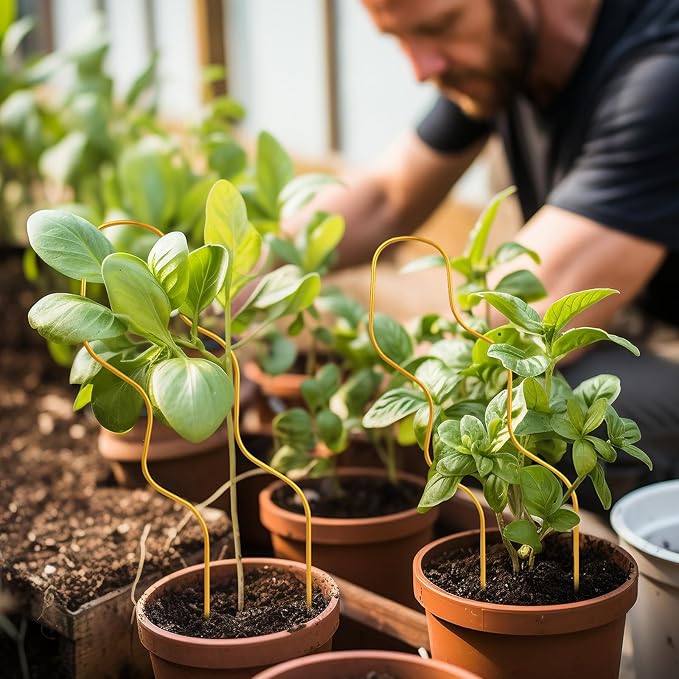 13.4 Inch Indoor Plant Trellis for Climbing Plants,Metal Trellis,Small Garden Trellis for Potted Plants,Plant Stakes for Indoor Plants Accessories Hoya,Flower,Plant Support (Wave-Metal)