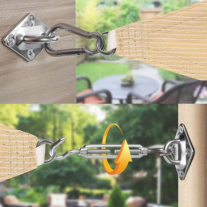 44 Pcs Shade Sail Hardware Kit with 304 Stainless Steel Wire for Rectangle Square Shade Sail Installation,6 inch Sun Shade Sail Hardware for Garden,Outdoors,DIY Crafts