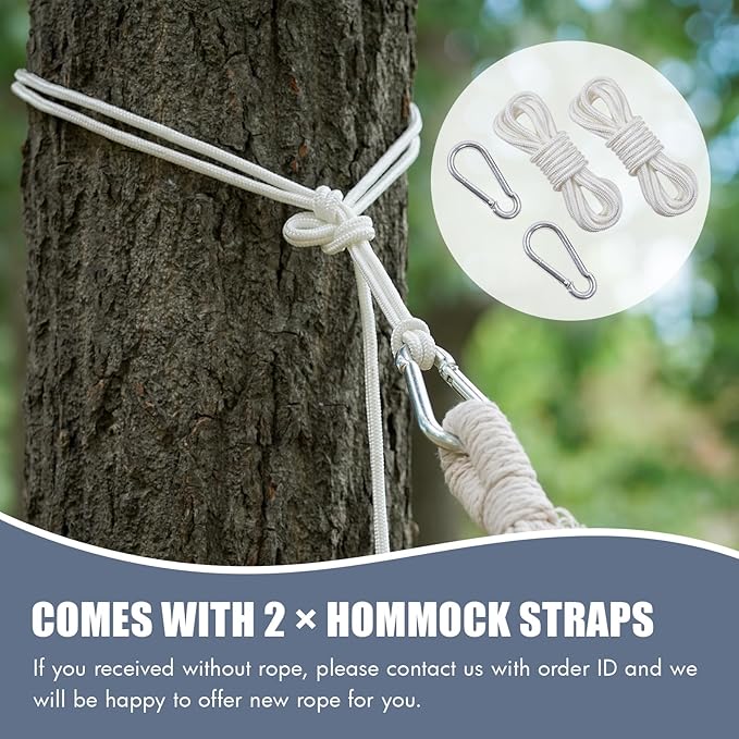 INNO STAGE Brazilian Hammock with Tree Straps - Cotton Hammocks Portable Hammock with Carry Bag for Backyard, Porch, Outdoor and Indoor Use