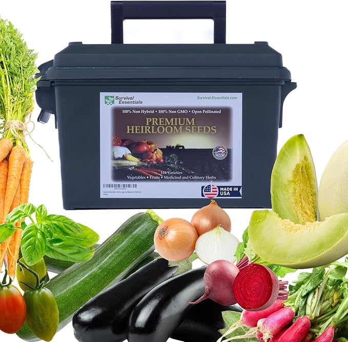 Ultimate Non-GMO Heirloom Survival Seed Vault – 23,000 Open-Pollinated Vegetable, Herb & Fruit Seeds for Planting – 144 Varieties for All USDA Hardiness Zones – Long Term Emergency Preparedness Seeds