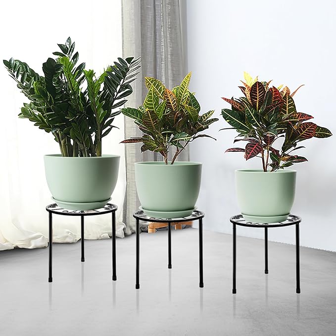 GARDIFE 12/10/9 inch Plant pots, Plastic Large planters for Indoor Plants, Flower pots, Green