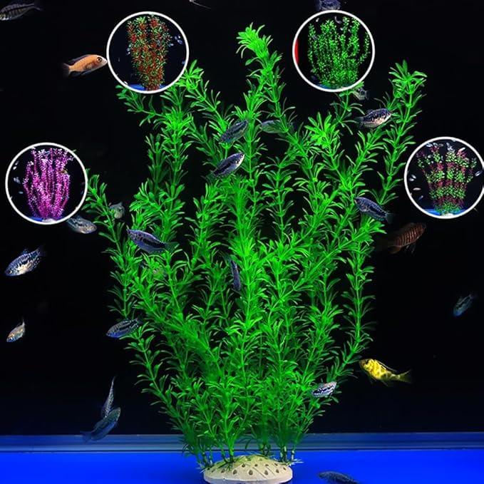 2-Pack Aquarium Plant Aquarium Decor Plastic Plants Extra Large 21 Inches Artificial Long Fish Tank Plants Tall Fish Tank Decorations Artificial Green Water Plants (Green)