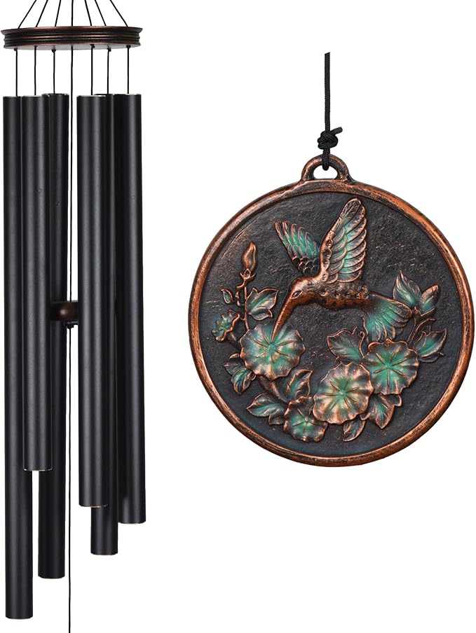 Vanquer Large Wind Chimes for Outside Deep Tone - 46'' Wind Chimes Outdoor Clearance, Windchimes Outdoors, Hummingbird Wind Chime,Sympathy Gift, Patio, Home Décor, Vintage Black (46" Hummingbird)