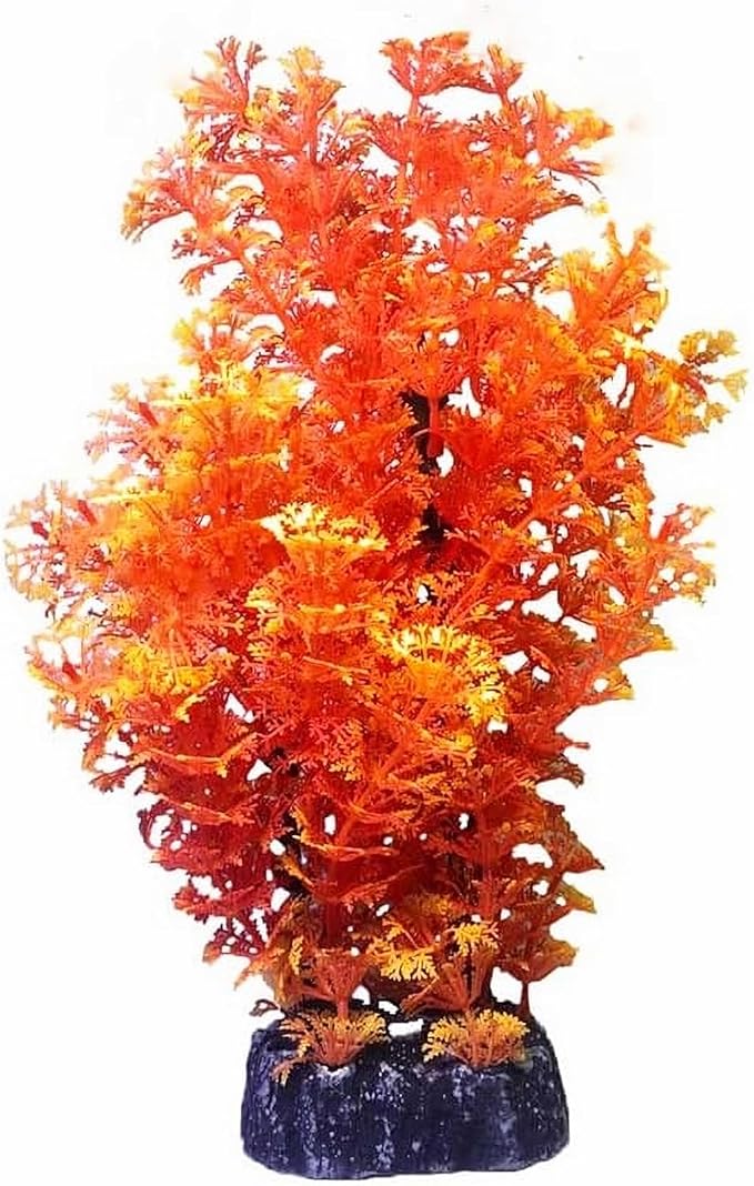 Mipukbay Orange Aquarium Plants - Artificial Plastic Fish Tank Decor, Realistic Ornament Safe for Fish & Shrimp, Low-Maintenance Aquascaping Plants for Freshwater/Saltwater Tank Landscaping