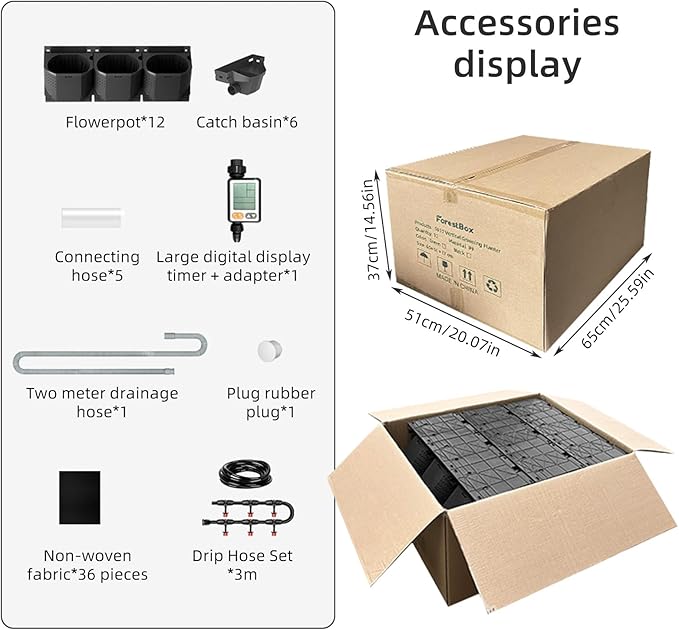 Self Watering Wall Planter with 36 Pots, Vertical Garden Planter for Indoor Plants, Wall Mounted planters Hanging Flower Herbs Vegetables, Wall Garden for Home (Black with Irrigation)