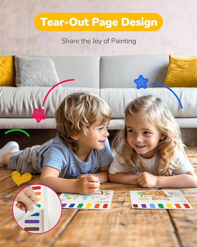 TECJOE 3 Pack Paint with Water Coloring Books for Toddlers, Watercolor Paint Set with 6 Brushes, Mess Free Painting for Kids Ages 4-8, Birthday Gifts Arts & Crafts Toy - Traffic, Forest, Dinosaur