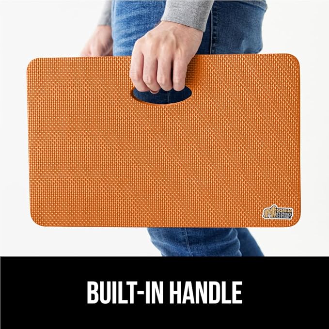 GORILLA GRIP Extra Thick Patent Pending Garden Kneeling Pad, 17.5 x 11 Inch Supportive Soft Foam Knee Cushioning for Gardening, Water Resistant, Bathing Baby, Working Supplies, Lightweight, Orange