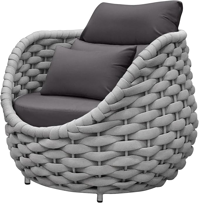 TWT 3 Pieces Aluminum Patio Furniture Set, Modern Outdoor Patio Furniture with Coffee Table, No Assembly Required Outdoor Conversation Set with Dark Grey Cushions for Balcony, Porch, Lawn