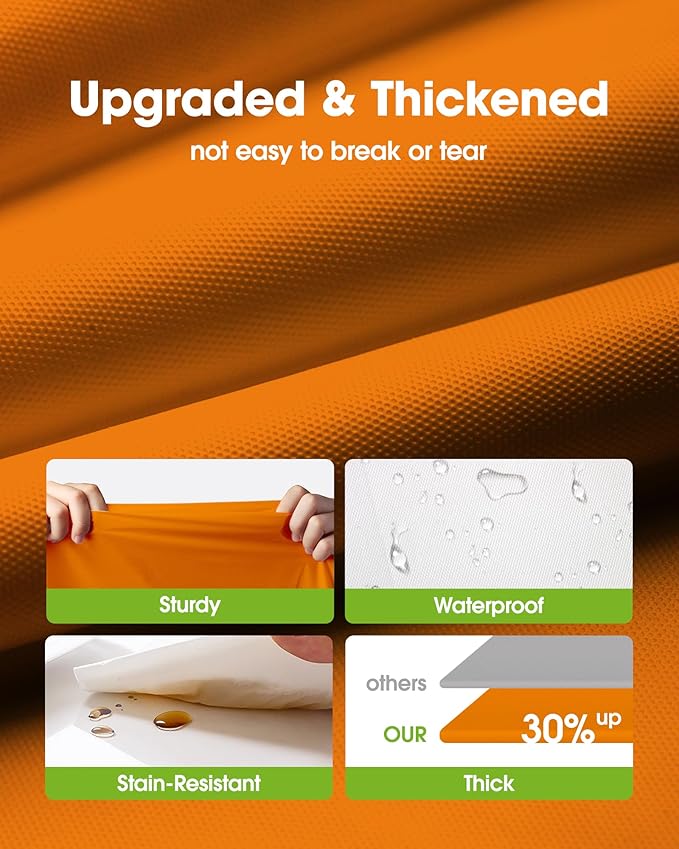 Pureegg Plastic Table Cloth Disposable 8 Pack, 54 x 108 Inch Table Cloths, Halloween Party, Thanksgiving Decorations, Harvest, Fall Tablecloths, Rectangle Tables, Leakproof & Sturdy, Orange