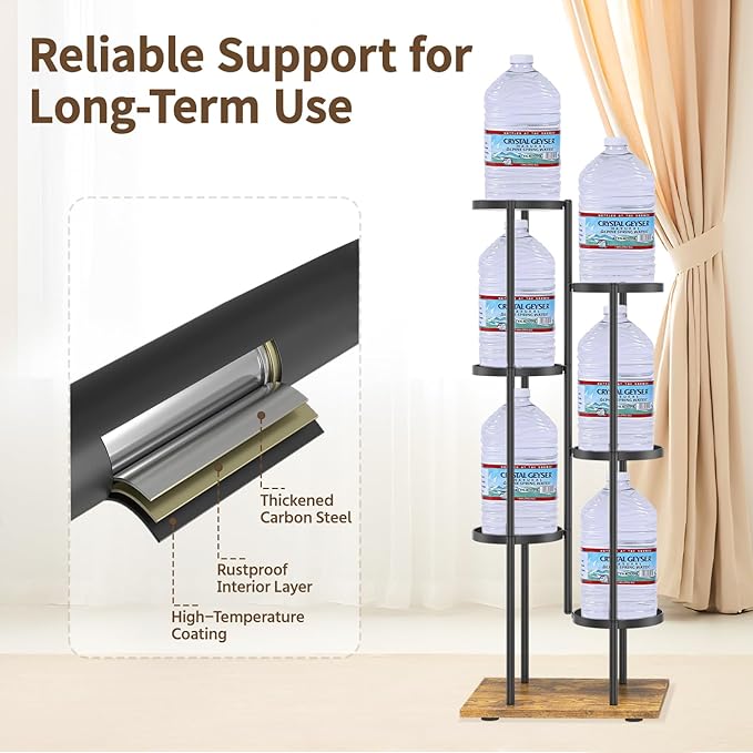 LASZOLA Black 6 Tier Plant Stand Indoor Heavy Duty Metal Planter Flower Holder Rack, Multi Modern Narrow Organizer, Floor Vertical Tower, Spiral Sturdy Decorate for House Bathroom Office Living Room