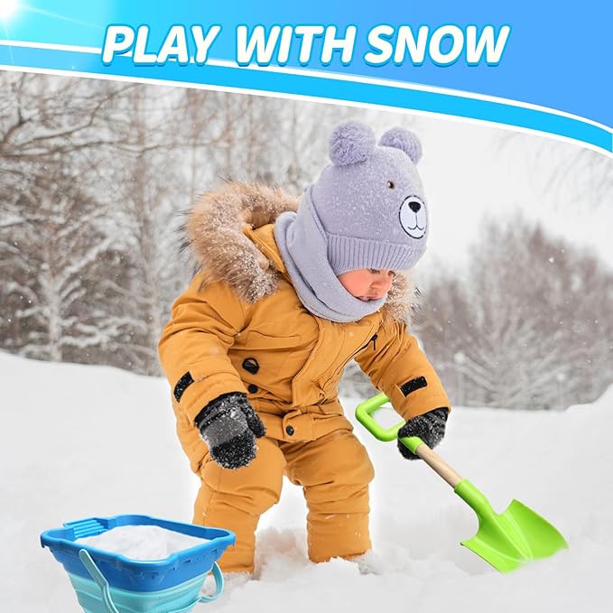 16" Beach Sand Shovels Toys for Kids, Gardening Tool Kits, Sturdy Long Wooden Spade for Sand Snow Digging, ABS Plastic Scoops Equipment Gift for Summer Winter Camping Backyard Planting (3PCS)