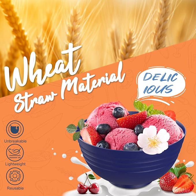 Wheat Straw Dinnerware Sets 40 PCS - Dishes Set for 8 Unbreakable Plates and Bowls Sets with Cups Dishwasher & Microwave Safe Lightweight Dinnerware for Kitchen Camping RV - Mondrian Colors