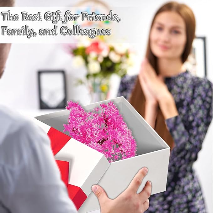 Mini Artificial Bonsai Tree Plants with Plastic Cement Pots for Home Office Décor (Rose Red)