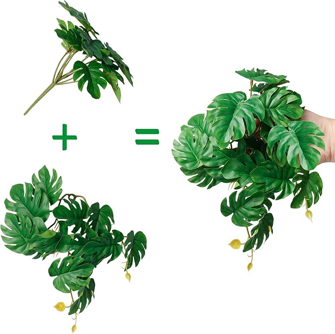 Dsoar 3 PCS Reptile Plants Artificial Hanging Plants with Suction Cup Pets Habitat Climbing Decorations Amphibian Terrarium Fake Plants