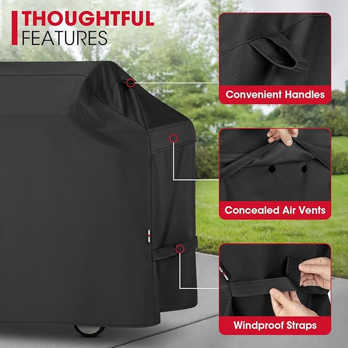 Unicook 82 Inch Grill Cover for Outdoor Grill, Oversized BBQ Cover with Side Handles and Air Vents, Heavy Duty Waterproof Fade Resistant, Compatible with Weber Charbroil Nexgrill Kenmore BBQs