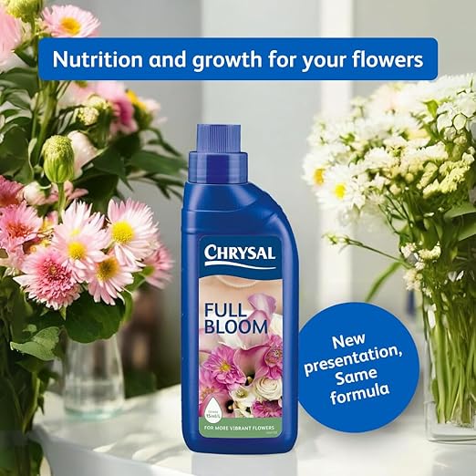 Chrysal Full Bloom Liquid Flower Food - Clear, Concentrated Formula for Flower Arrangements & Bouquets - Mix with Water - Ideal Florist Supplies & at-Home Use - 500mL Bottle (1 Pack)