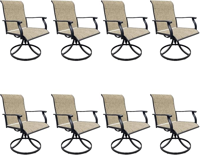 Patio Swivel Chairs Set of 8, Outdoor Dining Chairs with High Back, All-Weather Swivel Rocker Chair 400lb Weight Capacity, Outdoor Furniture for Backyard, Deck, Lawn, Porch or Garden