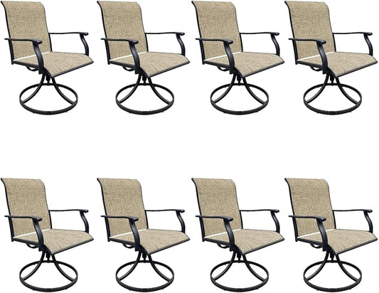 Patio Swivel Chairs Set of 8, Outdoor Dining Chairs with High Back, All-Weather Swivel Rocker Chair 400lb Weight Capacity, Outdoor Furniture for Backyard, Deck, Lawn, Porch or Garden