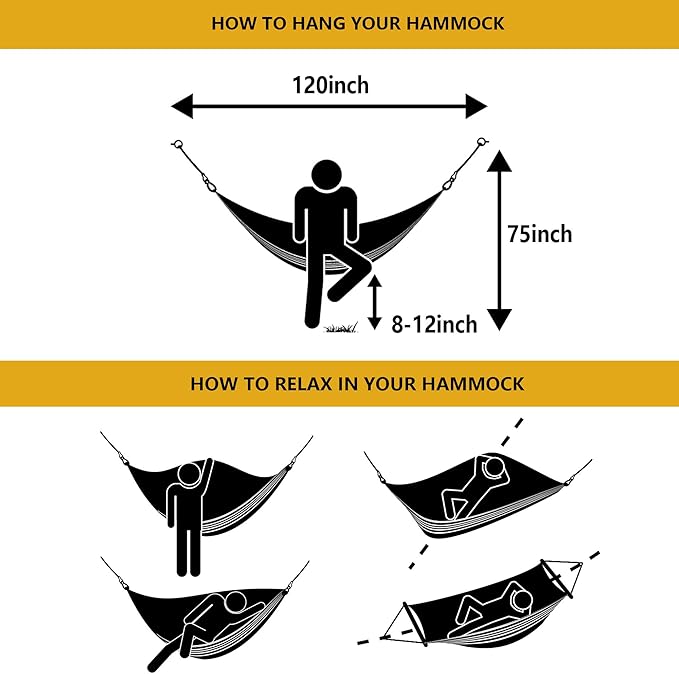 Double Hammock Brazilian Hammocks with Portable Carrying Bag,Soft Woven Fabric, Up to 450 Lbs Hanging for Patio,Trees,Garden,Backyard,Porch,Outdoor and Indoor XXX-Large Grey&White Stripe