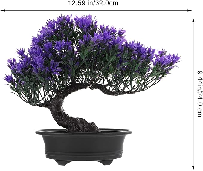 Hemoton House Plants Artificial Artificial Pine Tree Christmas Party Decoration Bonsai Home Décor Fake Plants for Wall Farmhouse Room Décor 12.59x9.44 Perple Pots Indoor