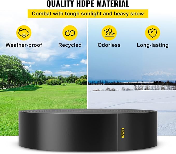 VEVOR Landscape Edging, 10 inch Depth 300 ft Total Length, Recycled HDPE Coiled Terrace Board, Flexible Bender Border for Landscaping, Lawn, Garden, Yard, Against Invading Weeds, Black