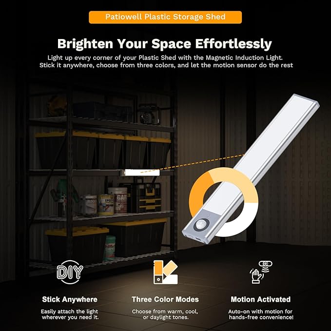 Patiowell 8 x 10 FT Resin Outdoor Storage Shed with Floor and Light, Large Plastic Barn with Lockable Door for Garden Tools, Backyard, Bike Storage, Easy Installation in Beige (Kick-it Shed)