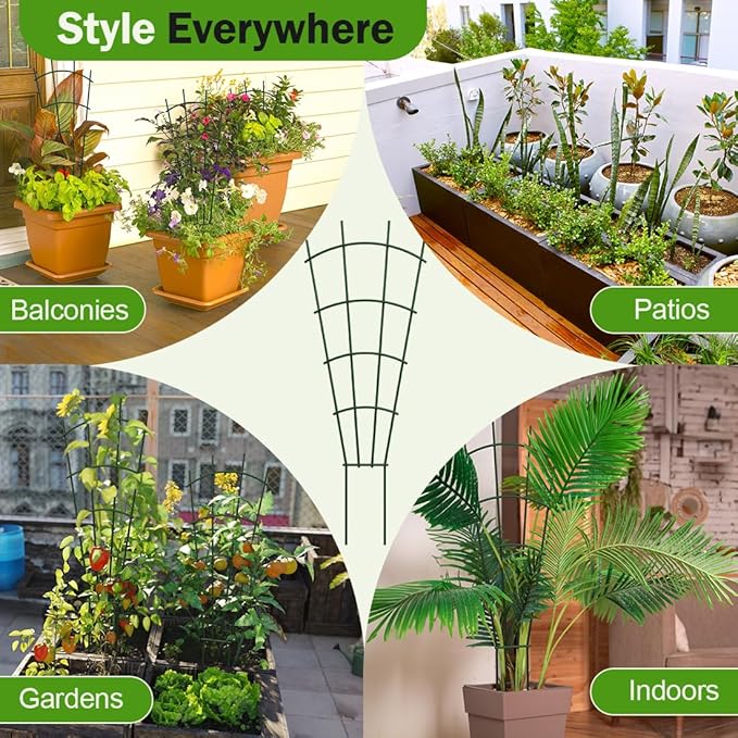 6-Pack Metal Trellis for Potted Plants, 43" Heavy Duty Garden Trellis for Climbing Plants, Rustproof Powder Coated Indoor/Outdoor Trellis for Climbing Vines, Flowers, Houseplants