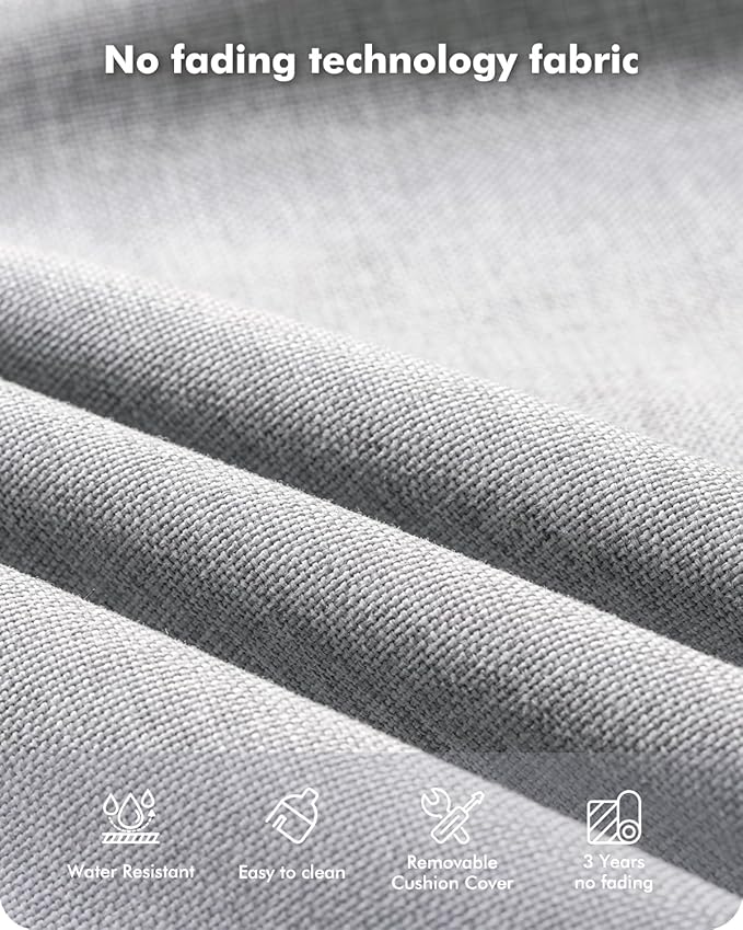 7-Piece Wicker Patio Furniture Set, All-Weather Rattan Conversation Bistro Loveseat Chair and Patio Rockers Set for Backyard, Balcony and Deck with Soft Cushions and Metal Table(Grey)