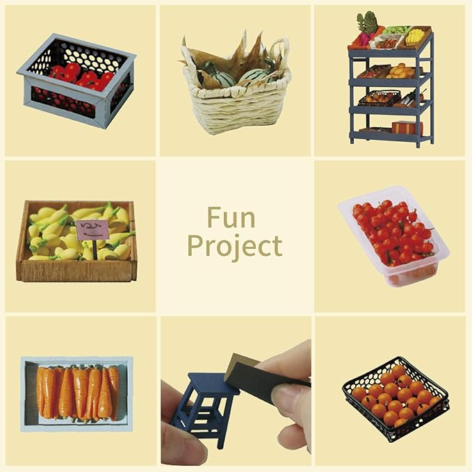 Rolife DIY Miniature House Kit Carl's Fruit Shop, Tiny House Kit for Adults to Build, Mini House Making Kit with Furniture, Halloween/Christmas Decorations/Gifts for Family Friends (Carl's Fruit Shop)