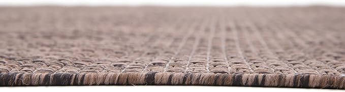Unique Loom Collection Casual Transitional Solid Heathered Indoor/Outdoor Flatweave Area Rug (8' x 11' 4" Rectangle, Light Brown/Ivory)
