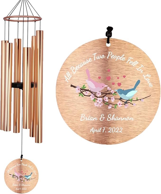 Personalized 20th 50th Anniversary Wind Chime, 36inch Happy Wedding Valentine's Day Gift for Wife Husband Men Women Sister, Golden Anniversary Keepsake Decorations for Parents Couples
