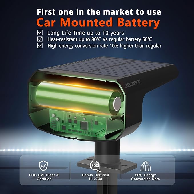 Solar Lights Outdoor Waterproof IP65, Super Bright LED, 3000K 2 Lighting Modes, Solar Powered Yard Garden Solar Spot Lights for Outside Landscape Auto On/Off -2 Pack