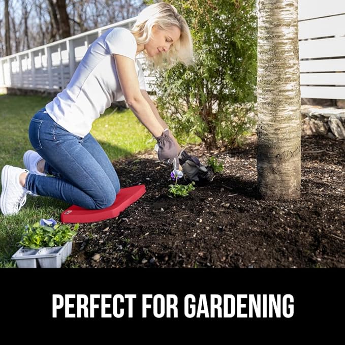 GORILLA GRIP Extra Thick Patent Pending Garden Kneeling Pad, 17.5 x 11 Inch Supportive Soft Foam Knee Cushioning for Gardening, Water Resistant, Bathing Baby, Working Supplies Lightweight, 2 Pack Red