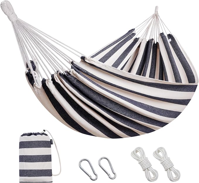 INNO STAGE Brazilian Hammock with Tree Straps - Cotton Hammocks Portable Hammock with Carry Bag for Backyard, Porch, Outdoor and Indoor Use