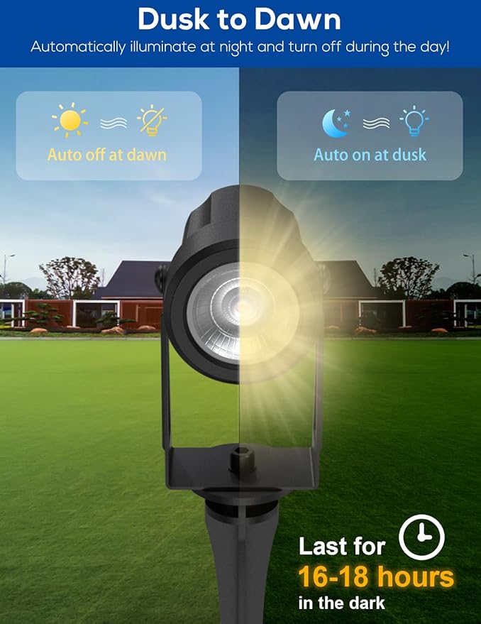 ZYAN Solar Landscape Spotlights Outdoor Waterproof IP65, LED Solar Powered Garden Yard Spot Lights for Outside Plant, Tree, Pathway, Auto On/Off Wall Lights for Walkway, Lawn, Pool Areas-4 Pack